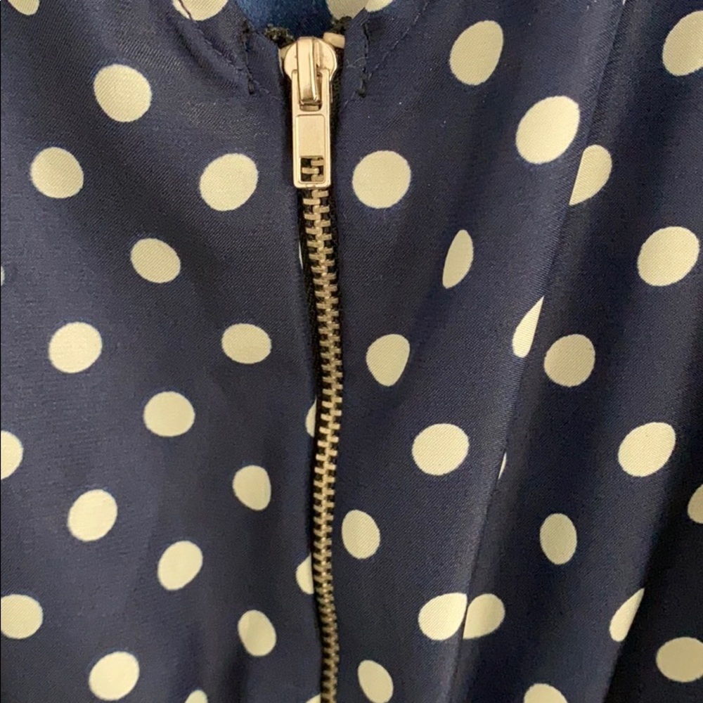 Aqua Navy Sleeveless Polka Dot Dress w/Zipper - Picture 4 of 5